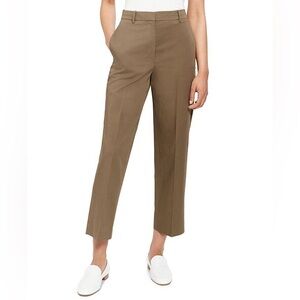 NEW Theory Cotton Chino Crop Trousers Taupe Brown NWT Size 6 Pants Work Office